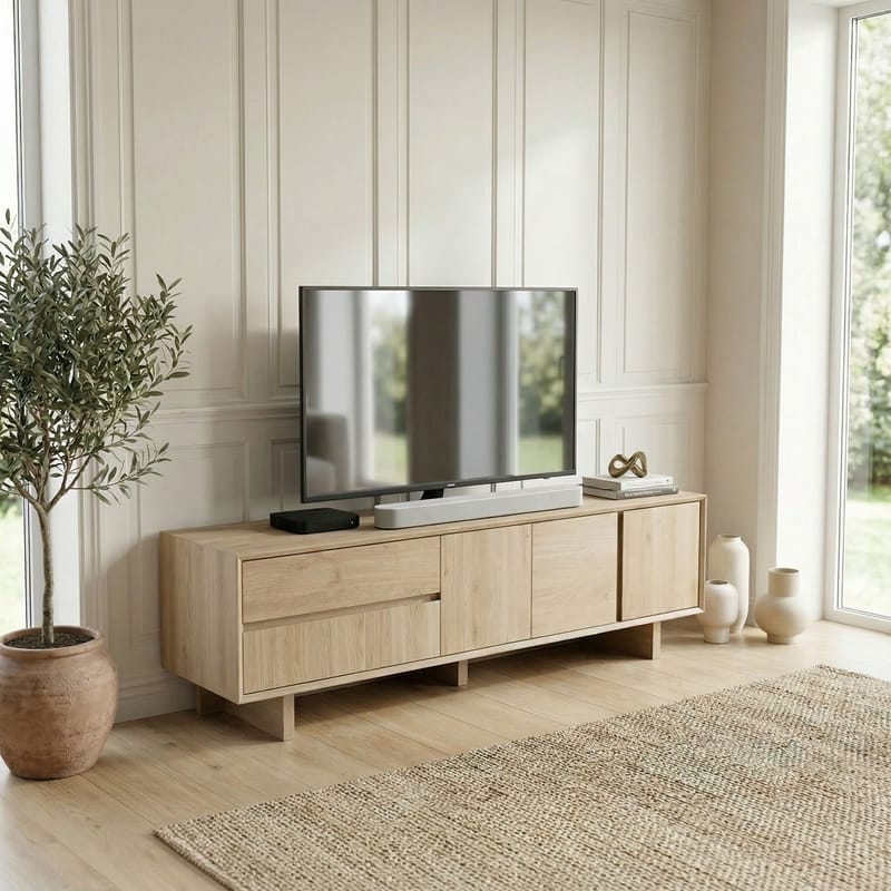 Tavon TV-benk 180x55x45 cm - Naturlig eik - Møbler - Mediamøbel & tv møbel - TV-benk & mediabenk