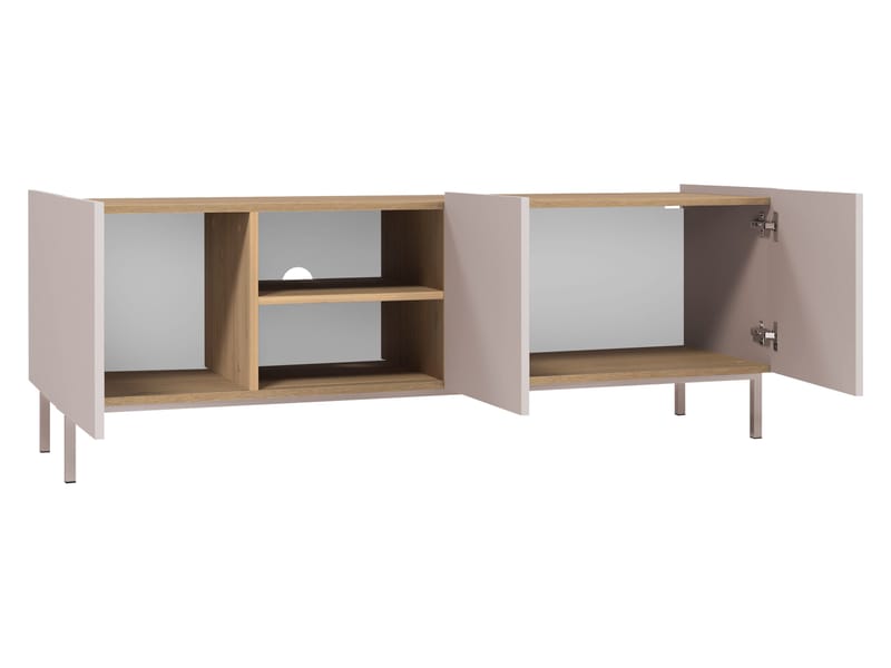 Tavrin Gulvstående TV-benk 153 cm med Oppbevaring i Tre - Beige - Møbler - Mediamøbel & tv møbel - TV-benk & mediabenk
