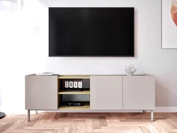 Tavrin Gulvstående TV-benk 153 cm med Oppbevaring i Tre - Beige - Møbler - Mediamøbel & tv møbel - TV-benk & mediabenk