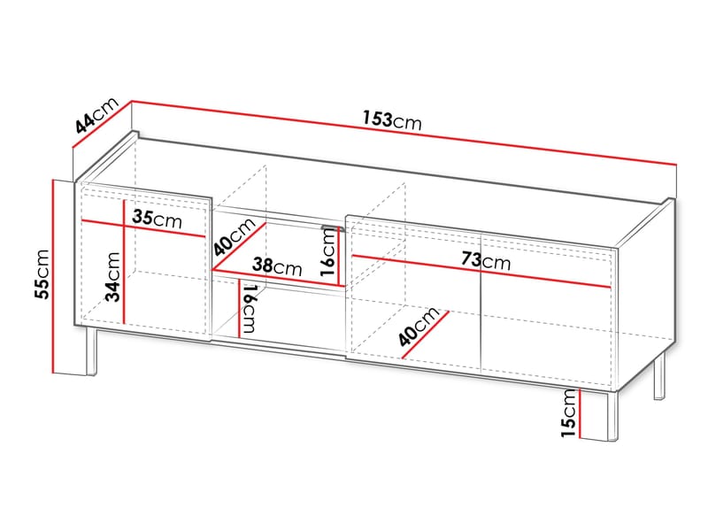 Tavrin TV-benk 153 cm - Svart - Møbler - Mediamøbel & tv møbel - TV-benk & mediabenk