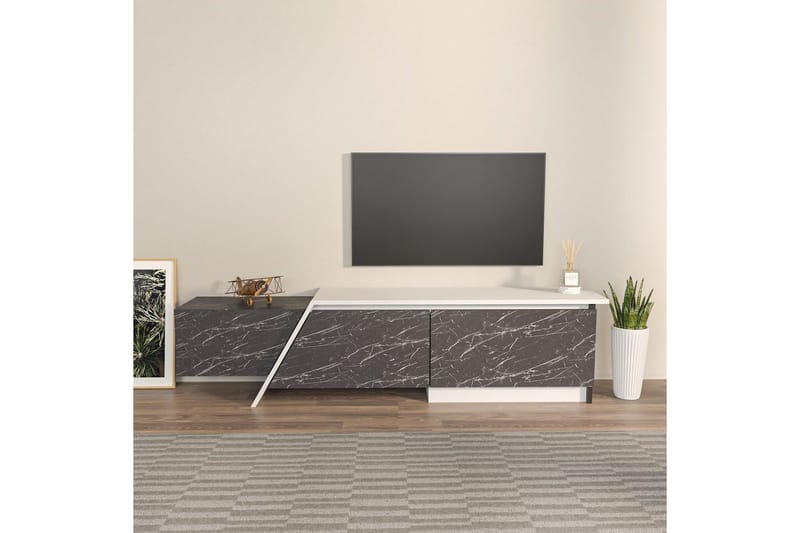 Tavros TV-benk 180 cm - Grå/Hvit - Møbler - Mediamøbel & tv møbel - TV-benk & mediabenk