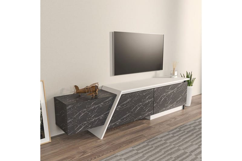 Tavros TV-benk 180 cm - Grå/Hvit - Møbler - Mediamøbel & tv møbel - TV-benk & mediabenk
