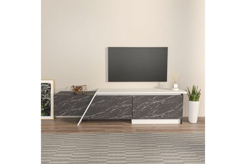 Tavros TV-benk 180 cm - Grå/Hvit - Møbler - Mediamøbel & tv møbel - TV-benk & mediabenk