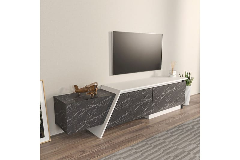 Tavros TV-benk 180 cm - Grå/Hvit - Møbler - Mediamøbel & tv møbel - TV-benk & mediabenk