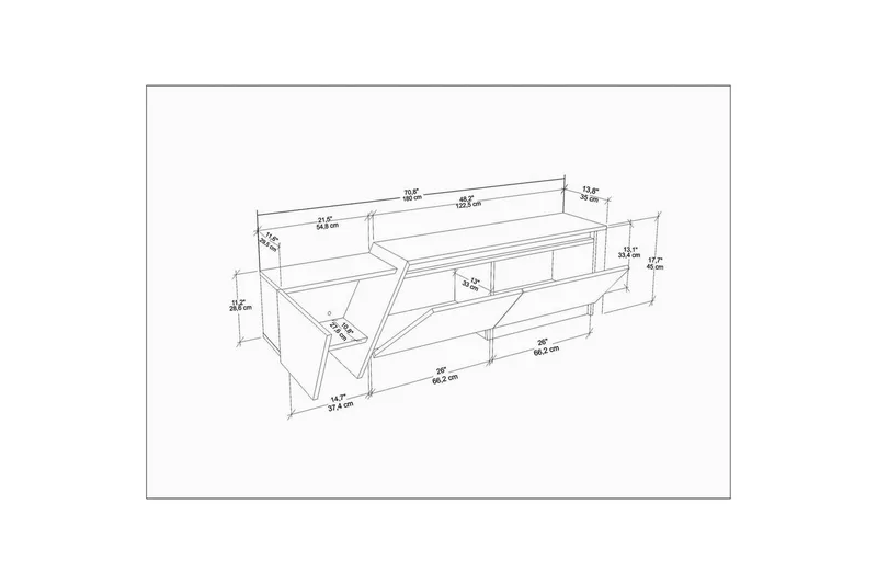 Tavros TV-benk 180 cm - Hvit - Møbler - Mediamøbel & tv møbel - TV-benk & mediabenk