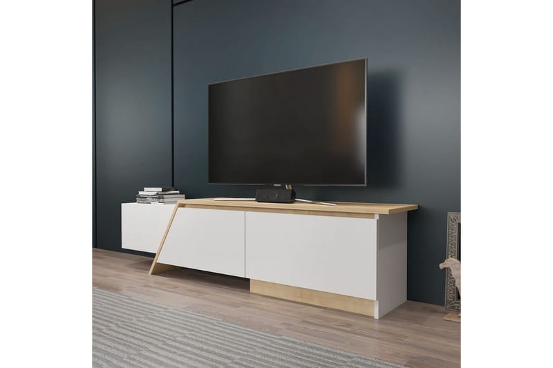 Tavros TV-benk 180 cm - Hvit/Eik - Møbler - Mediamøbel & tv møbel - TV-benk & mediabenk