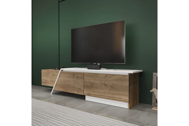 Tavros TV-benk 180 cm - Valnøtt/Hvit - Møbler - Mediamøbel & tv møbel - TV-benk & mediabenk