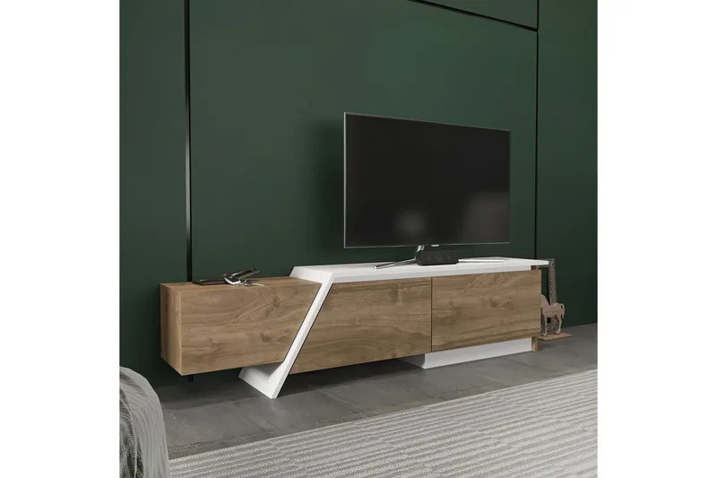 Tavros TV-benk 180 cm - Valnøtt/Hvit - Møbler - Mediamøbel & tv møbel - TV-benk & mediabenk