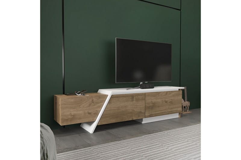 Tavros TV-benk 180 cm - Valnøtt/Hvit - Møbler - Mediamøbel & tv møbel - TV-benk & mediabenk