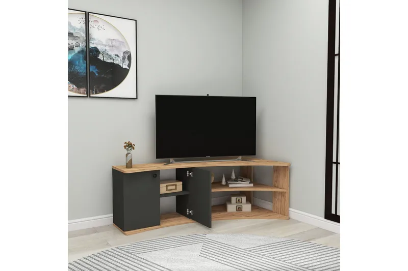 Termera TV-benk 135 cm - Brun/Antrasitt - Møbler - Mediamøbel & tv møbel - TV-benk & mediabenk