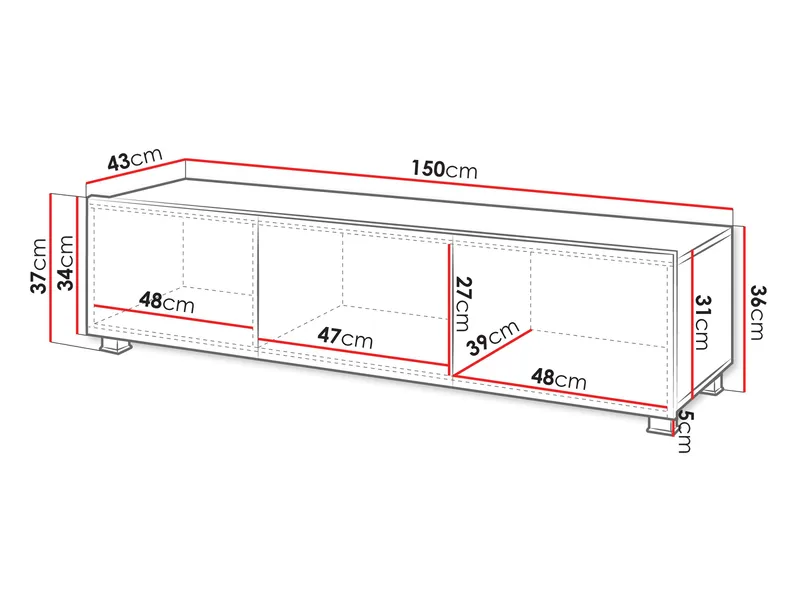 Tessan TV-benk 150 cm - brun - Møbler - Mediamøbel & tv møbel - TV-benk & mediabenk