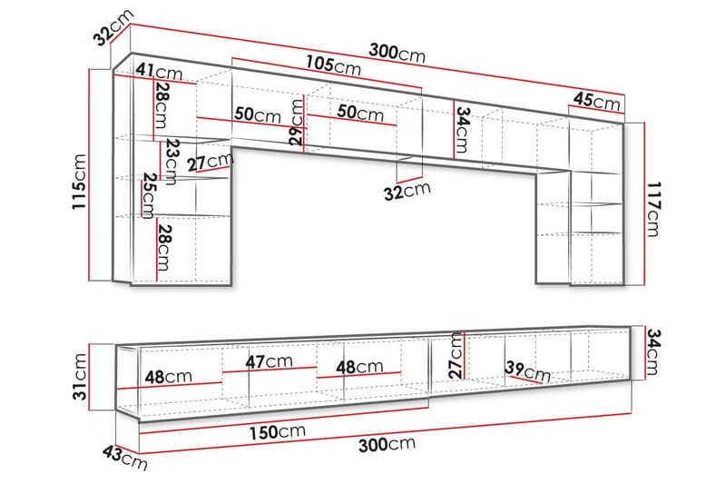 Tessan TV-møbelsett - Hvit - Møbler - Mediamøbel & tv møbel - TV-møbelsett