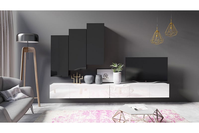 Tessan TV-møbelsett - Svart / Hvit - Møbler - Mediamøbel & tv møbel - TV-møbelsett