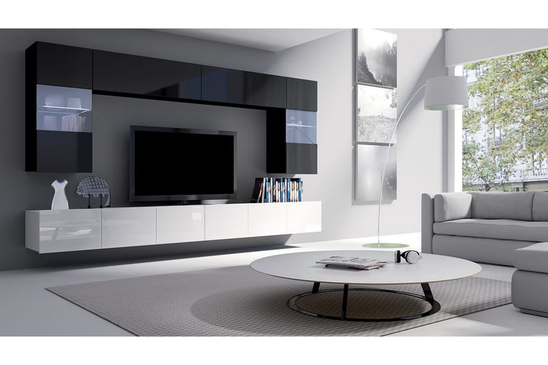 Tessan TV-møbelsett - Svart / Hvit - Møbler - Mediamøbel & tv møbel - TV-møbelsett