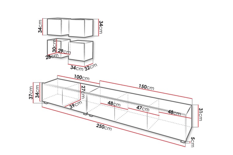 Tessan TV-møbelsett - Svart / Hvit - Møbler - Mediamøbel & tv møbel - TV-møbelsett