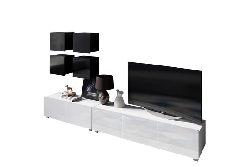 Tessan TV-møbelsett, Svart / Hvit
