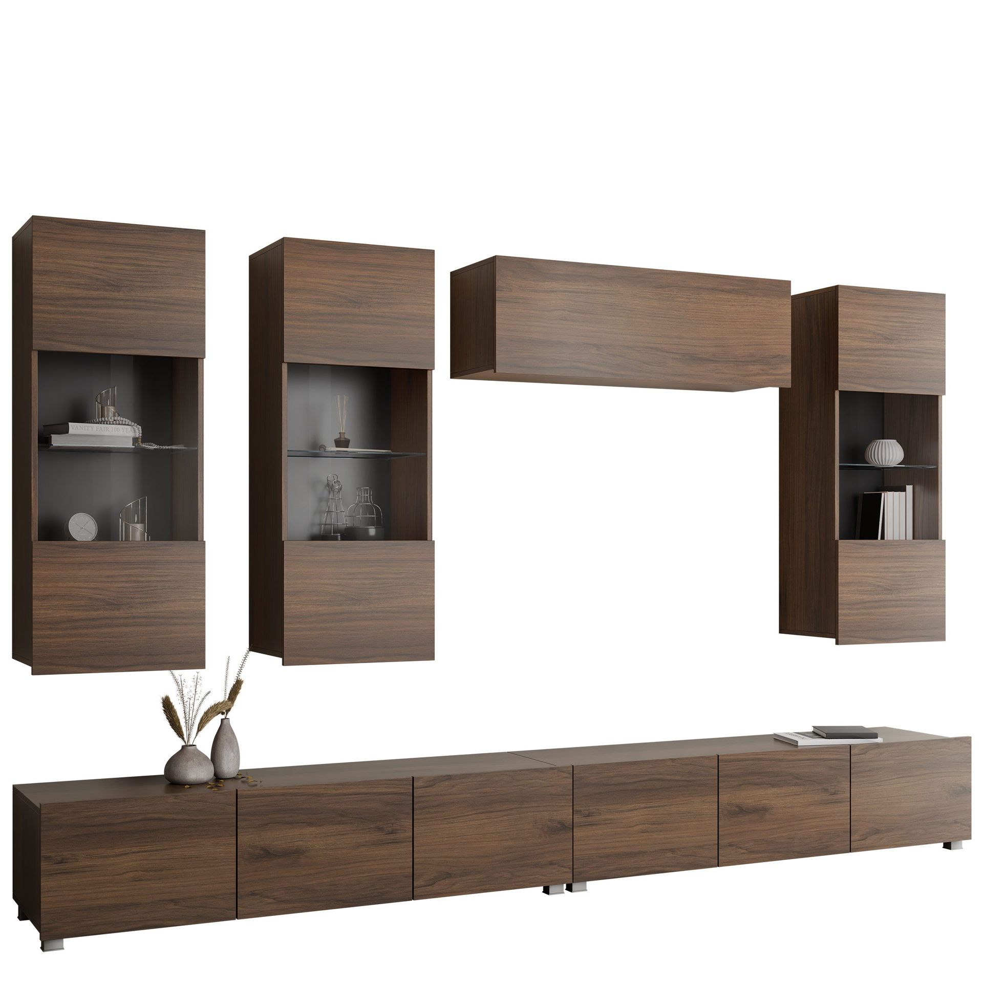 Tessan TV-veggseksjon - brun