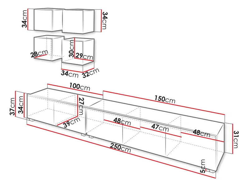 Tessan TV-veggseksjon - brun - Møbler - Mediamøbel & tv møbel - TV-møbelsett