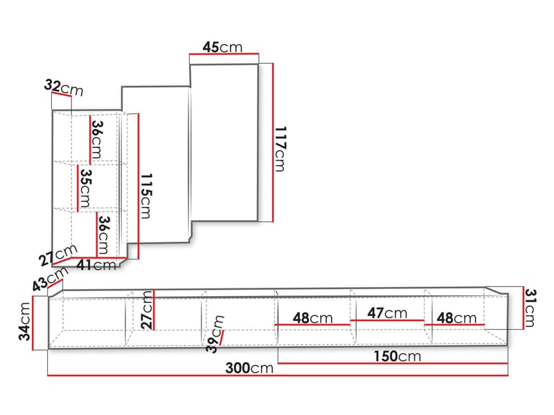 Tessan TV-veggseksjon - brun - Møbler - Mediamøbel & tv møbel - TV-møbelsett