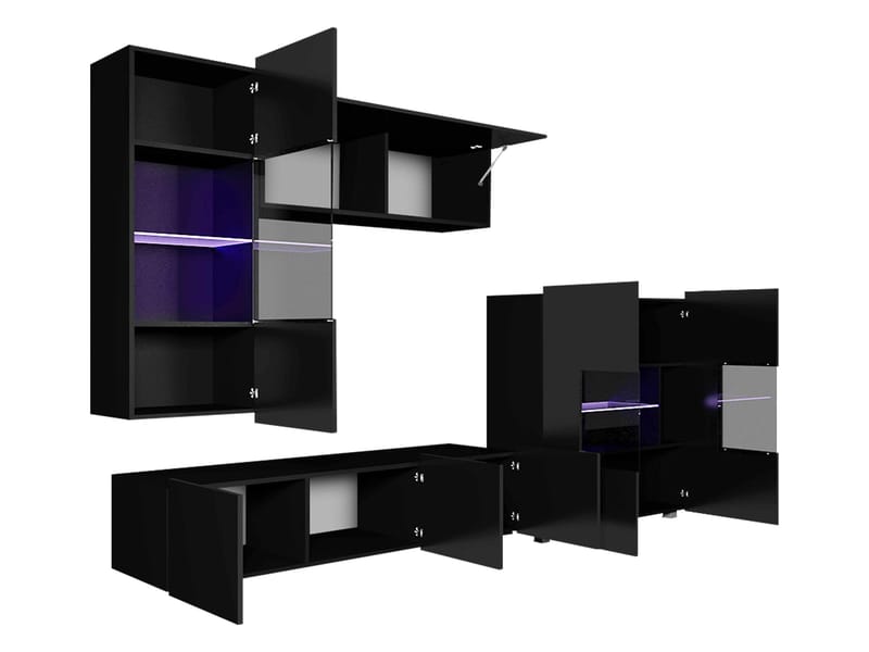 Tessan TV-veggseksjon med LED-belysning - brun - Møbler - Mediamøbel & tv møbel - TV-møbelsett