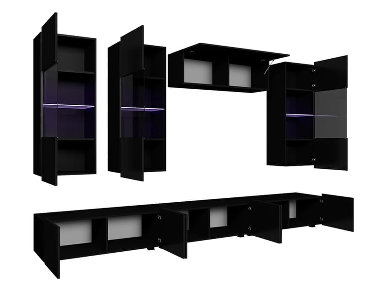 Tessan TV-veggseksjon med LED-belysning - brun - Møbler - Mediamøbel & tv møbel - TV-møbelsett