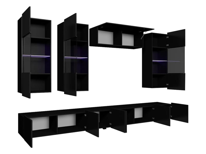 Tessan TV-veggseksjon med LED-belysning - brun - Møbler - Mediamøbel & tv møbel - TV-møbelsett