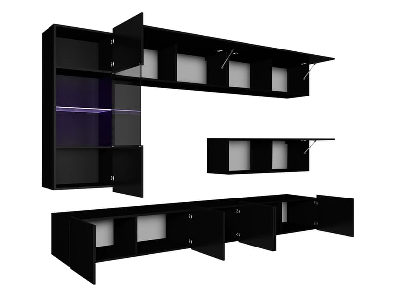 Tessan TV-veggseksjon med LED-belysning - brun - Møbler - Mediamøbel & tv møbel - TV-møbelsett