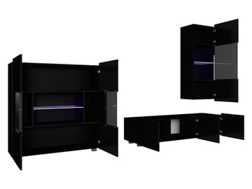 Tessan TV-veggseksjon med LED-belysning - brun - Møbler - Mediamøbel & tv møbel - TV-møbelsett