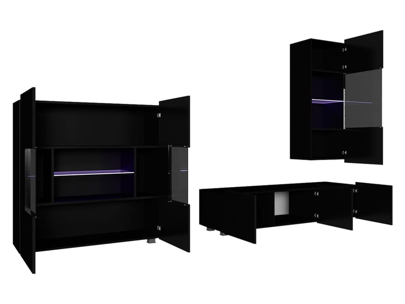 Tessan TV-veggseksjon med LED-belysning - brun - Møbler - Mediamøbel & tv møbel - TV-møbelsett