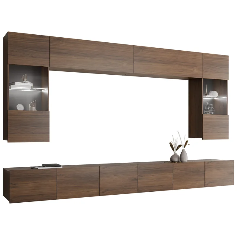 Tessan TV-veggseksjon med LED-belysning, hvit