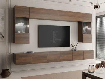 Tessan TV-veggseksjon med LED-belysning - hvit - Møbler - Mediamøbel & tv møbel - TV-møbelsett
