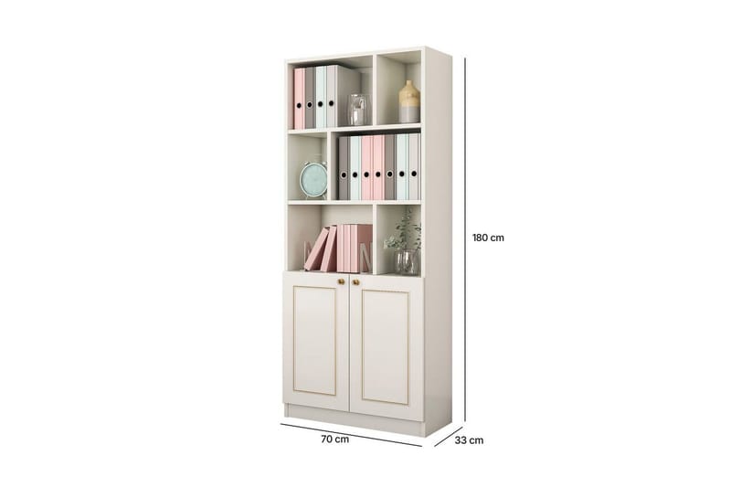 Thyrel Bokhylle 70 cm i Malt Tre - Hvit - Oppbevaring - Hyller - Bokhylle