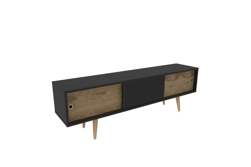 Ticoman TV-benk 160 cm - Mellomfarget tre/Antrasitt - Møbler - Mediamøbel & tv møbel - TV-benk & mediabenk