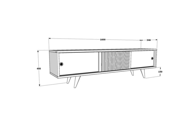 Ticoman TV-benk 160 cm - Mellomfarget tre/Antrasitt - Møbler - Mediamøbel & tv møbel - TV-benk & mediabenk