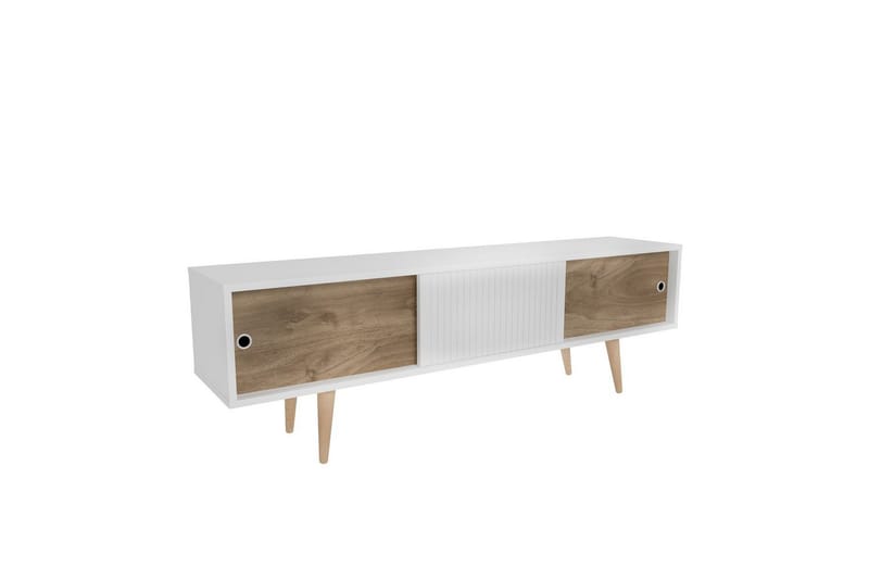 Ticoman TV-benk 160 cm - Mellomfarget tre/Hvit - Møbler - Mediamøbel & tv møbel - TV-benk & mediabenk