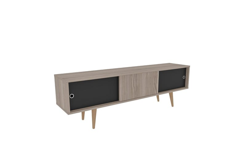 Ticoman TV-benk 160 cm - Svart/Mellomfarget tre - Møbler - Mediamøbel & tv møbel - TV-benk & mediabenk