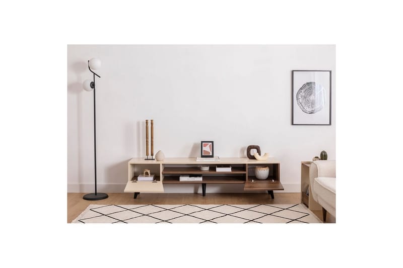 Torin TV-benk 180 cm - Valnøtt/Beige - Møbler - Mediamøbel & tv møbel - TV-benk & mediabenk