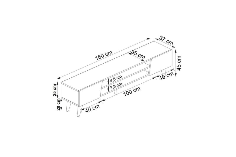 Torin TV-benk 180 cm - Valnøtt/Beige - Møbler - Mediamøbel & tv møbel - TV-benk & mediabenk