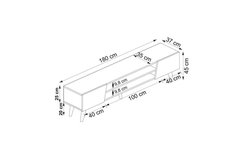Torin TV-benk 180 cm - Valnøtt/Beige - Møbler - Mediamøbel & tv møbel - TV-benk & mediabenk