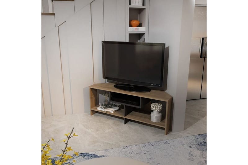 Torlin TV-benk 120 cm - Valnøtt/Hvit - Møbler - Mediamøbel & tv møbel - TV-benk & mediabenk