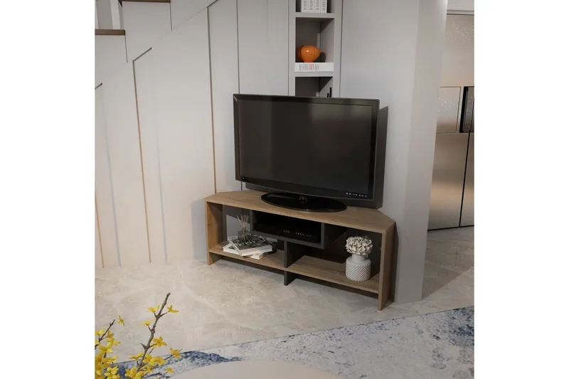 Torlin TV-benk 120 cm - Valnøtt/Hvit - Møbler - Mediamøbel & tv møbel - TV-benk & mediabenk