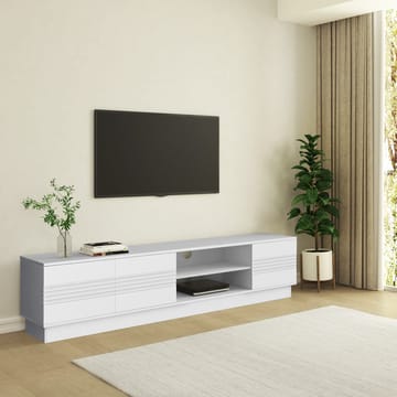 Toro Gulvstående TV-benk 200 cm med Oppbevaring i Malt Tre - Hvit - Møbler - Mediamøbel & tv møbel - TV-benk & mediabenk