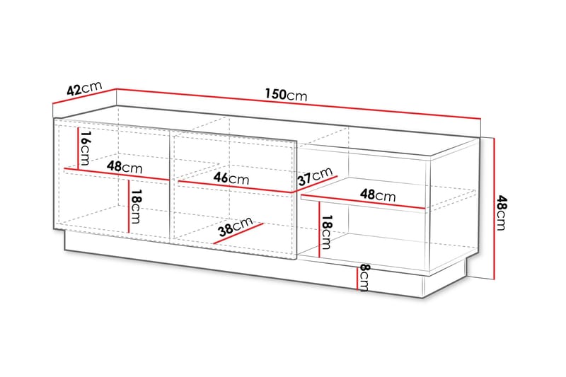 Torvalen Tv-bänk 150 cm - Hvit - Møbler - Mediamøbel & tv møbel - TV-benk & mediabenk