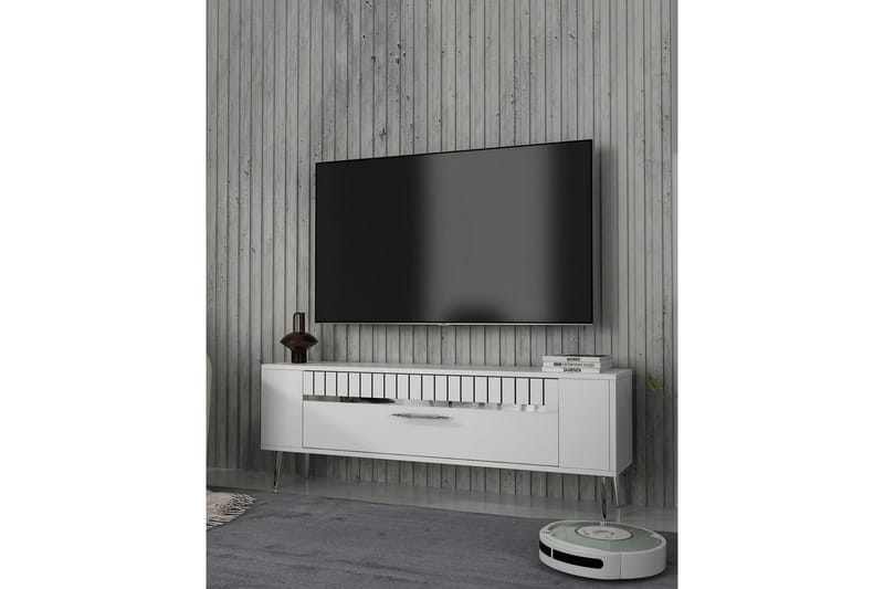 Tovren TV-benk 120 cm - Hvit/Sølv - Møbler - Mediamøbel & tv møbel - TV-benk & mediabenk
