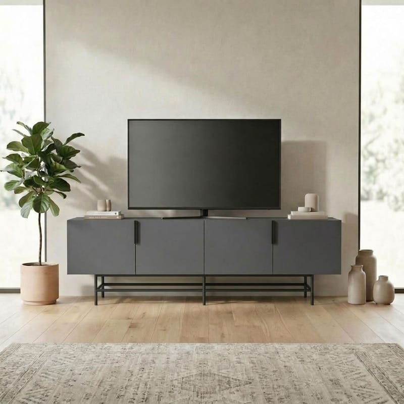 Truvia TV-benk 200x55x35 cm - Antrasitt/Svart - Møbler - Mediamøbel & tv møbel - TV-benk & mediabenk