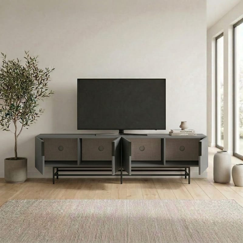 Truvia TV-benk 200x55x35 cm - Antrasitt/Svart - Møbler - Mediamøbel & tv møbel - TV-benk & mediabenk
