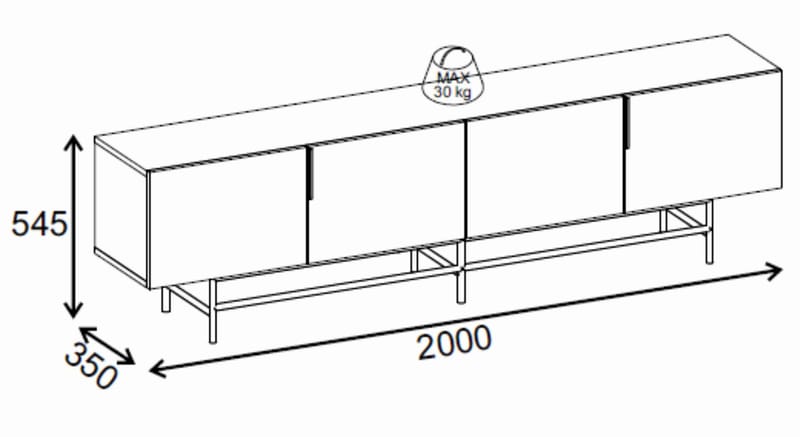 Truvia TV-benk 200x55x35 cm - Antrasitt/Svart - Møbler - Mediamøbel & tv møbel - TV-benk & mediabenk