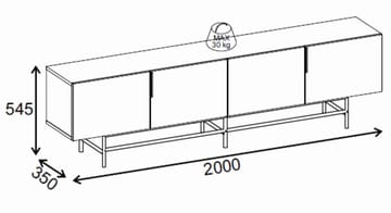 Truvia TV-benk 200x55x35 cm - Naturlig eik og svart - Møbler - Mediamøbel & tv møbel - TV-benk & mediabenk