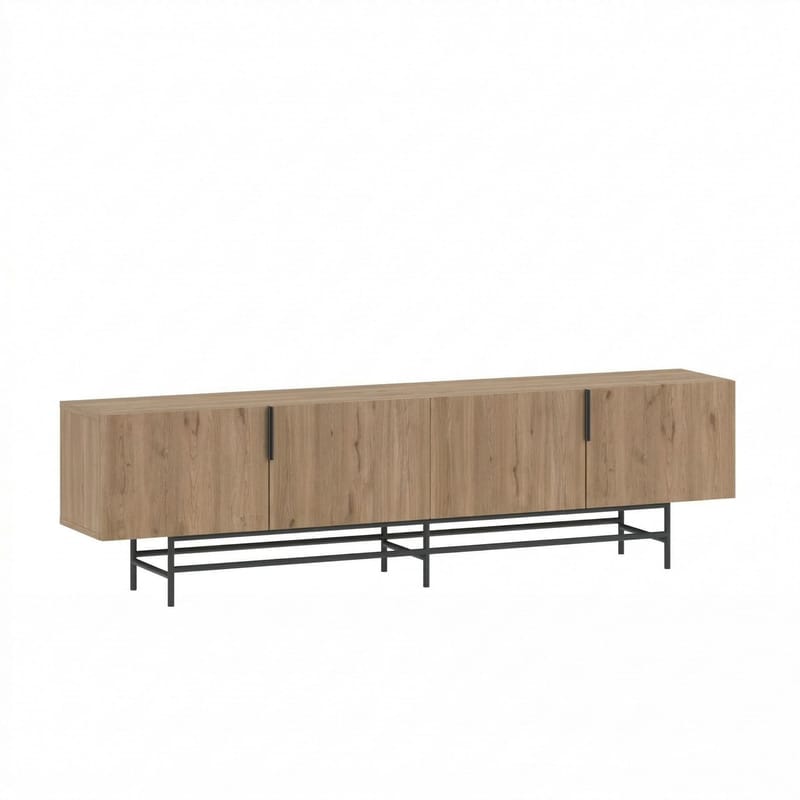 Truvia TV-benk 200x55x35 cm - Naturlig eik og svart - Møbler - Mediamøbel & tv møbel - TV-benk & mediabenk