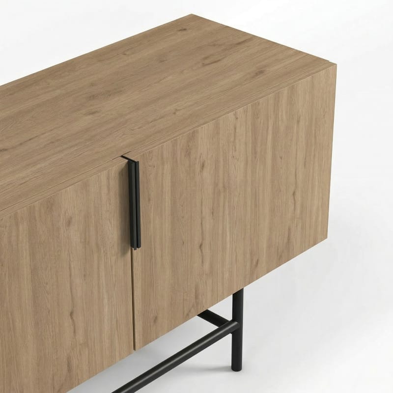 Truvia TV-benk 200x55x35 cm - Naturlig eik og svart - Møbler - Mediamøbel & tv møbel - TV-benk & mediabenk